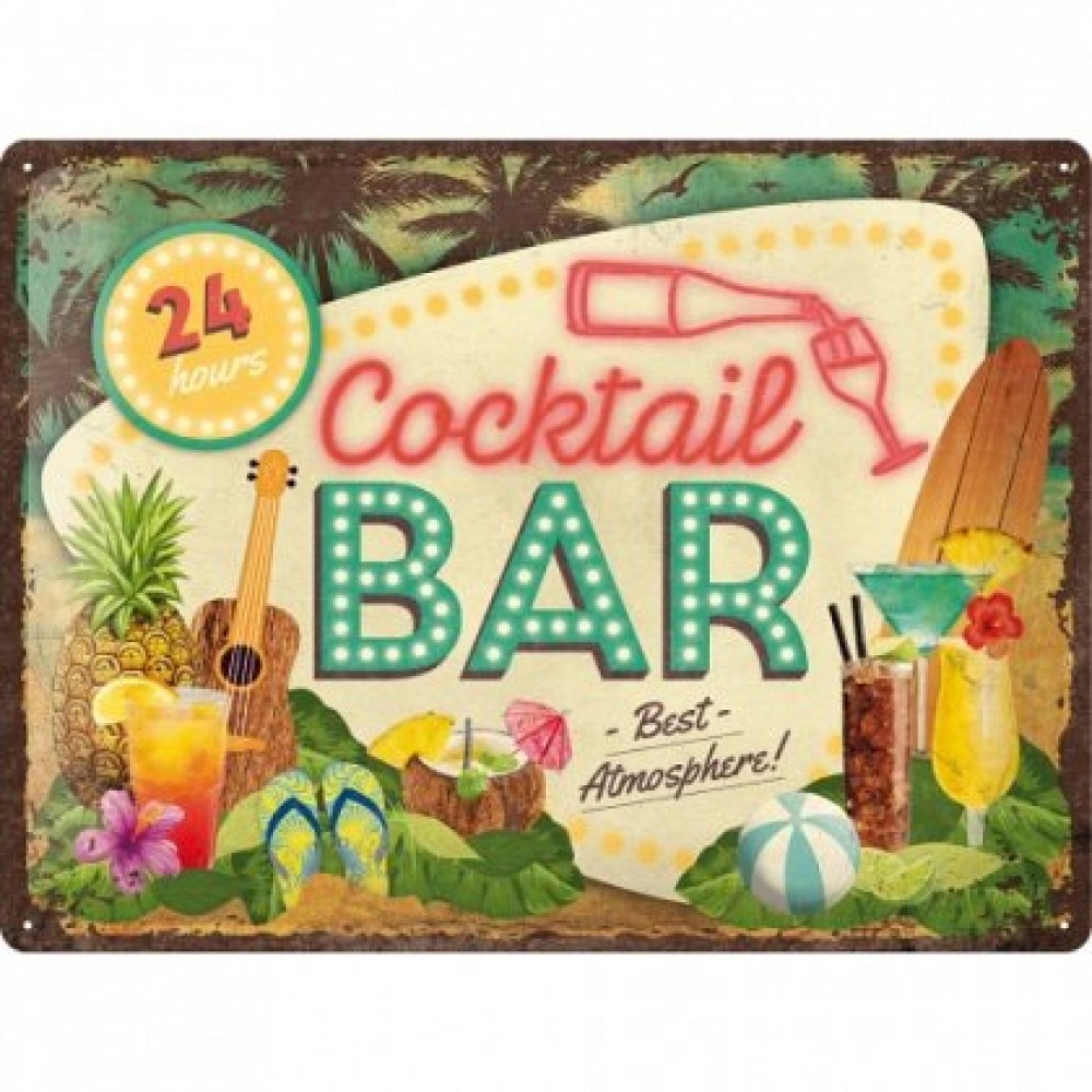 Placa metalica - Cocktail Bar  30x40 cm